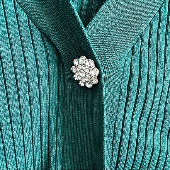 NWT Express Emerald Green V Neck Oversized Ribbed Sweater Dress sz XXS - Picture 4 of 7